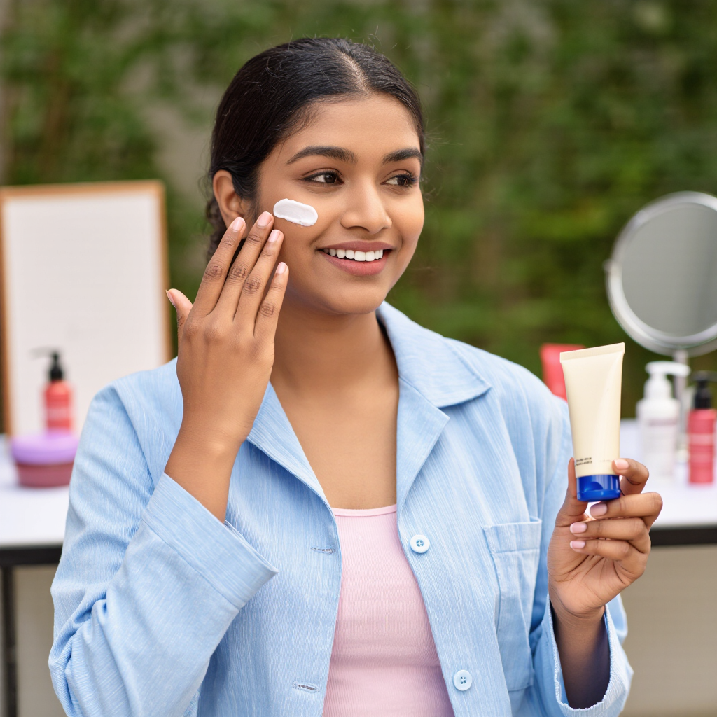 Applying protective skincare during summer